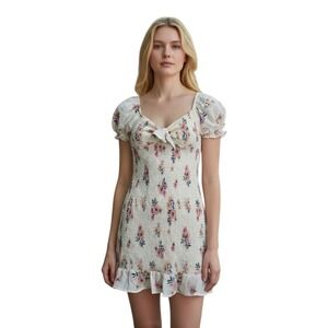 Madden NYC Y2K Cottagecore Floral Smocked Mini Dress Sz S